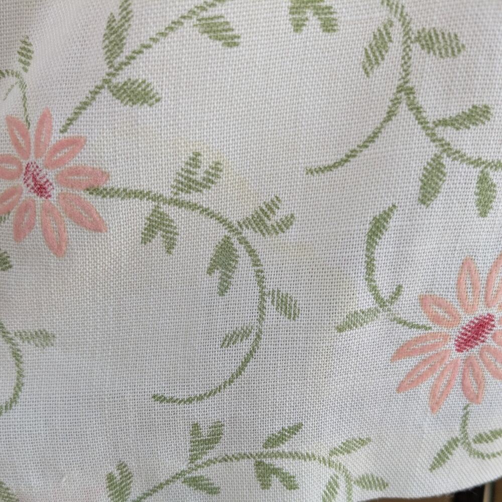 Mini Floral Dress M Cream Pink Vintage 60s A-Line Floral Bow Ribbon Sleeveless - Picture 13 of 14